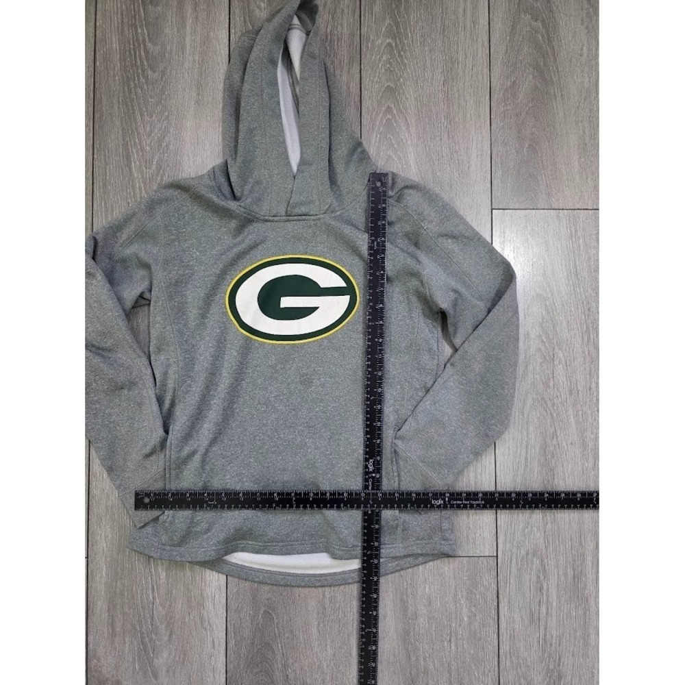 Green‎ Bay Packers Gray Hoodie Fleece Pullover Youth 6/7 Outer Stuff NFL - Picture 6 of 7